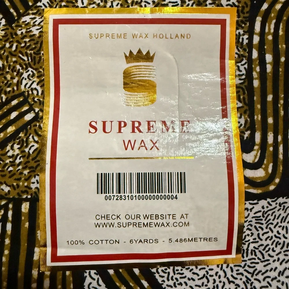 Supreme Wax | 6 yards of African Fabric in Black, White, Pink and Gold Print - Picture 2 of 2